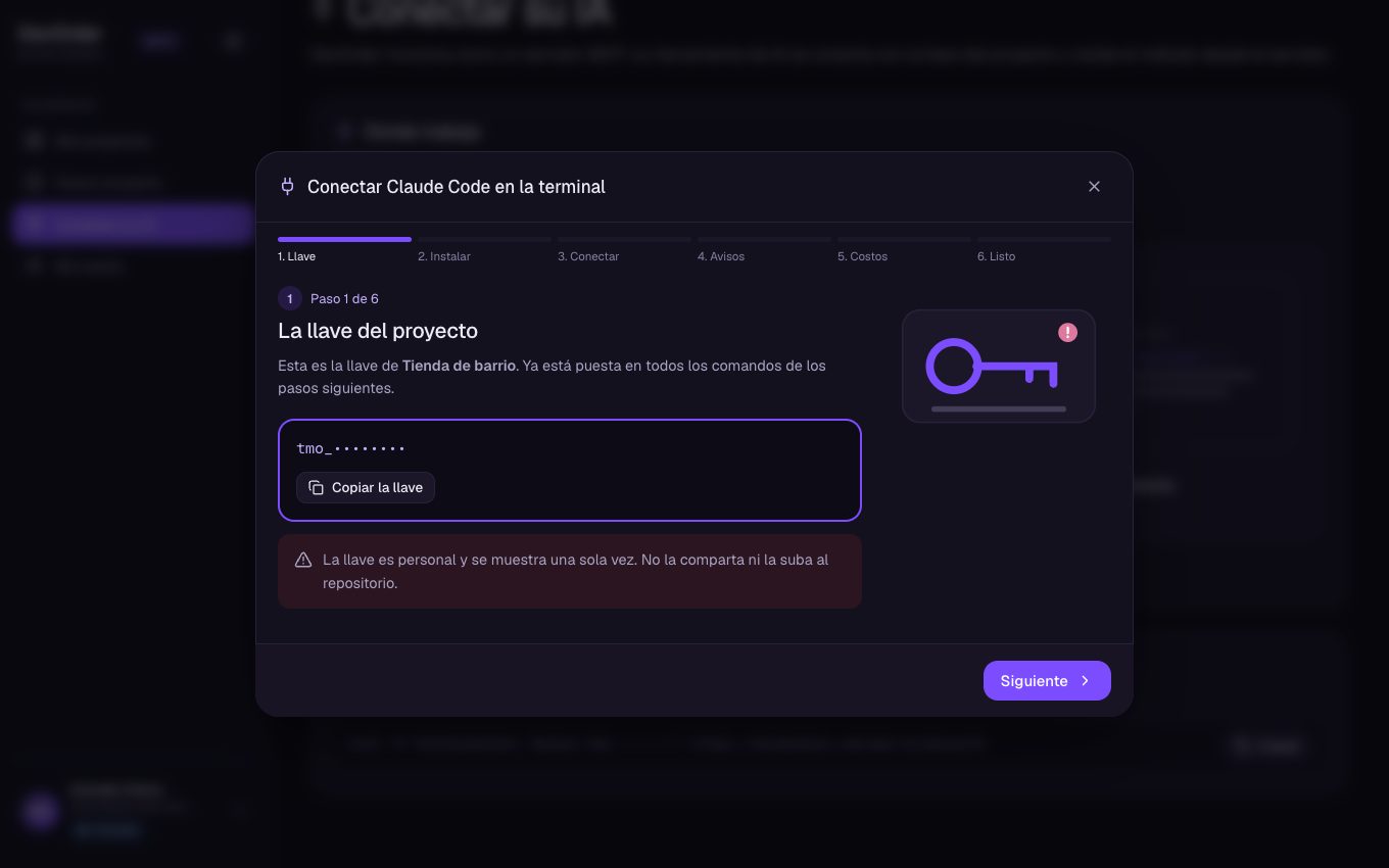 Llave personal del proyecto, que se muestra una sola vez